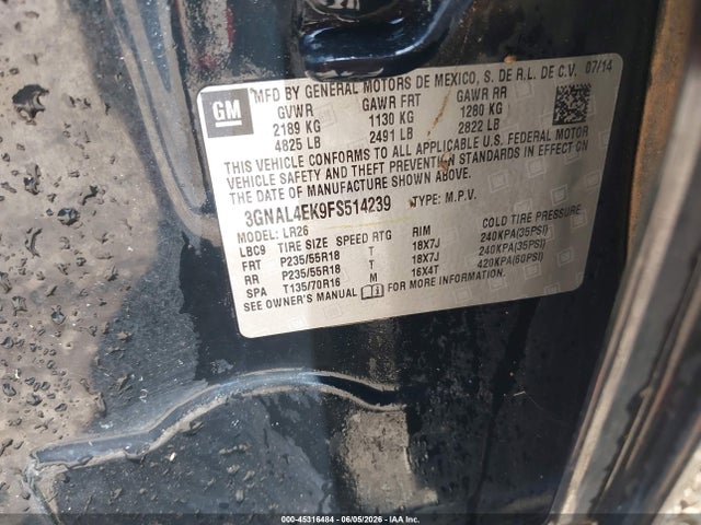 45316484 :رقم المزاد ، 3GNAL4EK9FS514239 vin ، 2015 Chevrolet Captiva Sport Ltz مزاد بيع