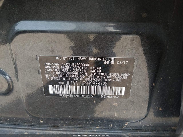 Subaru WRX 2017 JF1VA1B69H9838728 Image 9