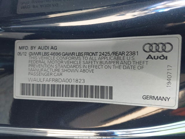 Продажа на аукционе авто 2013 Audi A5 2.0t Premium, vin: WAULFAFR8DA001823, номер лота: 45316546