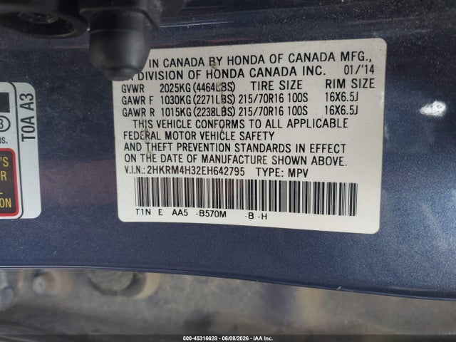 2HKRM4H32EH642795 Honda CR-V LX