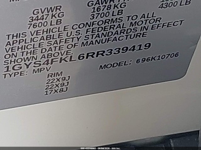 2024 Cadillac Escalade 4wd Sport მანქანა იყიდება აუქციონზე, vin: 1GYS4FKL6RR339419, აუქციონის ნომერი: 45316663