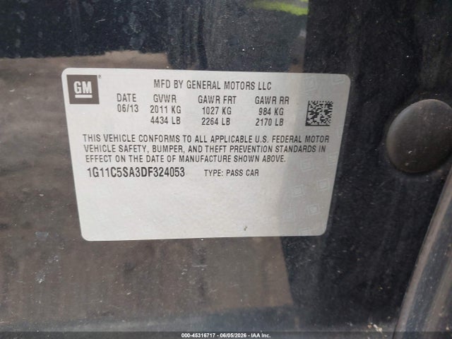 Продажа на аукционе авто 2013 Chevrolet Malibu 1lt, vin: 1G11C5SA3DF324053, номер лота: 45316717