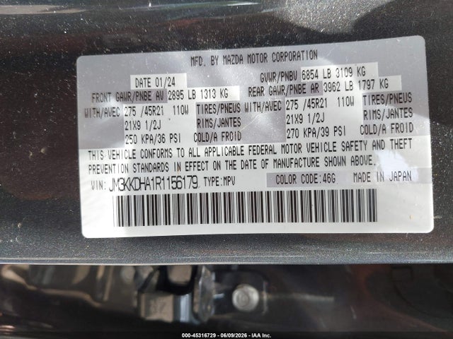 JM3KKDHA1R1156179 Mazda Cx-90 Phev Premium