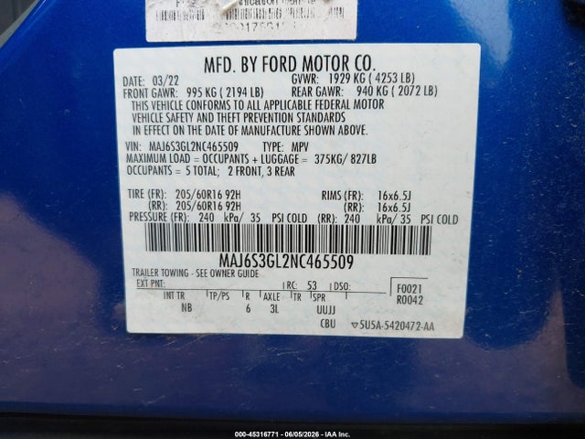 Ford Ecosport Se 2022 MAJ6S3GL2NC465509 Image 9