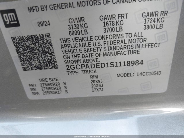 2GCPADED1S1118984 Chevrolet Silverado 1500 2wd Short Bed Rst