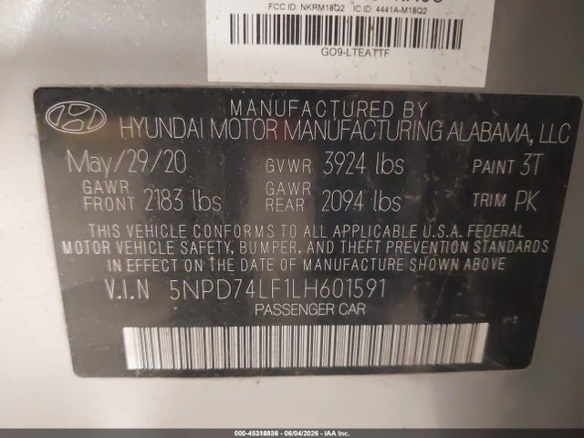 Hyundai ELANTRA SE 2020 5NPD74LF1LH601591 Image 9