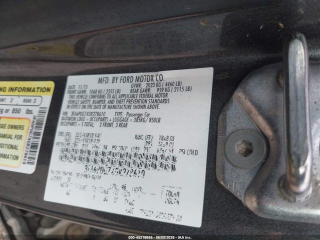 3FA6P0G7XGR278610 Ford FUSION S