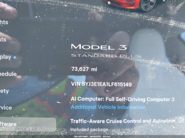 Продажа на аукционе авто 2020 Tesla Model 3, vin: 5YJ3E1EA1LF615149, номер лота: 45316891