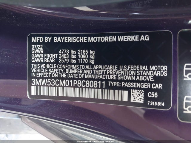 2023 Bmw M240 I Xdrive მანქანა იყიდება აუქციონზე, vin: 3MW53CM01P8C80811, აუქციონის ნომერი: 45316904