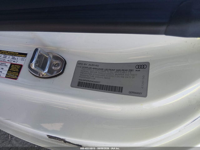 2013 Audi A5 2.0t Premium მანქანა იყიდება აუქციონზე, vin: WAUWFAFR2DA040937, აუქციონის ნომერი: 45316910