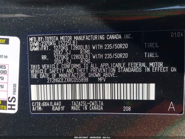 2024 Lexus Nx 350 Luxury მანქანა იყიდება აუქციონზე, vin: 2T2HGCEZXRC055898, აუქციონის ნომერი: 45316947