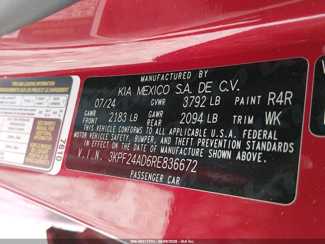 KIA Forte Lxs 2024 3KPF24AD6RE836672 Image 9