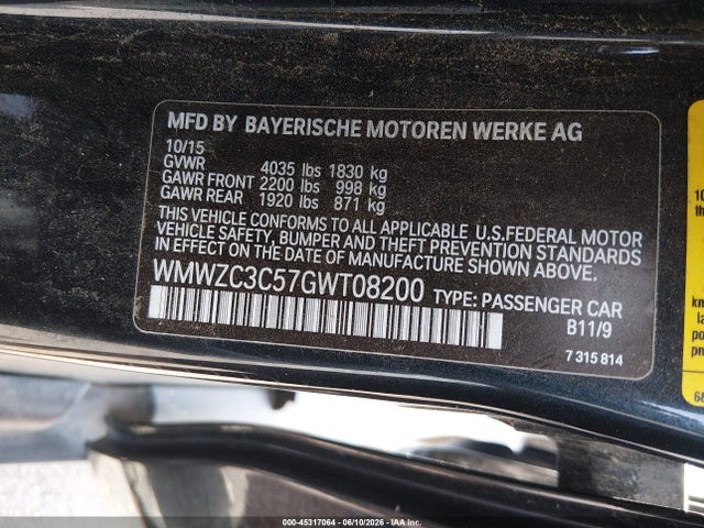 Продажа на аукционе авто 2016 Mini Countryman Cooper S, vin: WMWZC3C57GWT08200, номер лота: 45317064