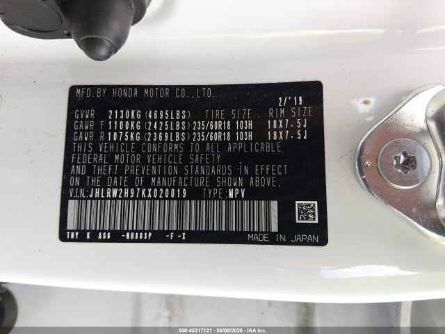 Honda Cr-v Touring 2019 JHLRW2H97KX020019 Image 9