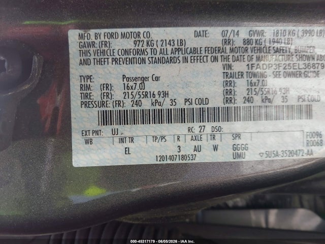 Aukcja sprzedaży 2014 Ford Focus Se, vin: 1FADP3F25EL368791, numer aukcji: 45317179