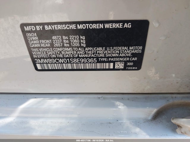 Aukcja sprzedaży 2025 Bmw 330i Xdrive, vin: 3MW89CW01S8E99365, numer aukcji: 45317196