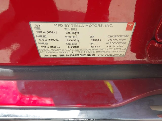 5YJSA1E20HF198453 Tesla MODEL S