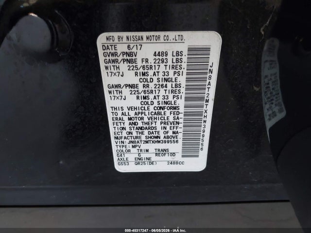 Nissan ROGUE S 2017 JN8AT2MTXHW399556 Image 9
