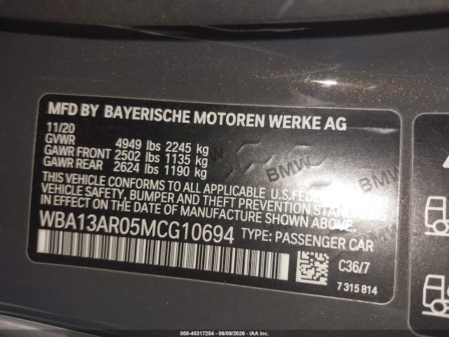 Продаж на аукціоні авто 2021 Bmw M440i Xdrive, vin: WBA13AR05MCG10694, номер лоту: 45317254