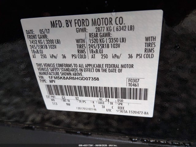 Ford Utility Police Interceptor 2017 1FM5K8AR6HGD07358 Image 9