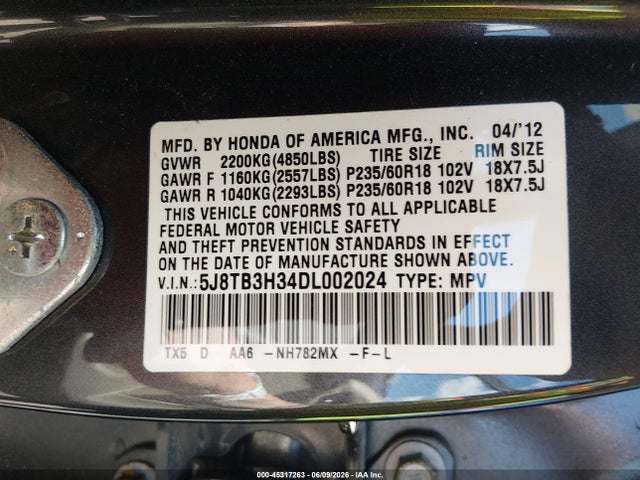 Продажа на аукционе авто 2013 Acura Rdx, vin: 5J8TB3H34DL002024, номер лота: 45317263