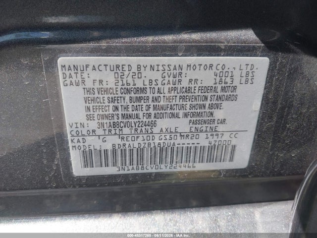 3N1AB8CV0LY224466 Nissan Sentra Sv Xtronic Cvt