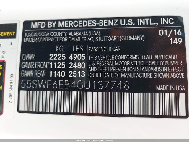 55SWF6EB4GU137748 Mercedes-Benz C 450 Amg 4matic