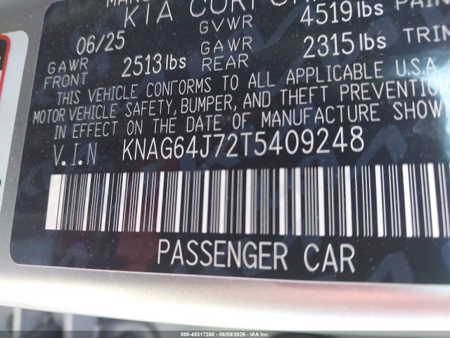 Продажа на аукционе авто 2026 Kia K5 Gt-line Awd, vin: KNAG64J72T5409248, номер лота: 45317280