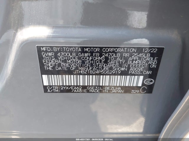Aukcja sprzedaży 2023 Lexus Is 350 F Sport Design, vin: JTHBZ1B24P5062919, numer aukcji: 45317301