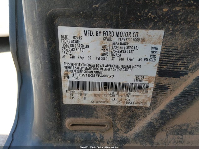 Ford F-150 Lariat 2015 1FTEW1EG5FFA55873 Image 9