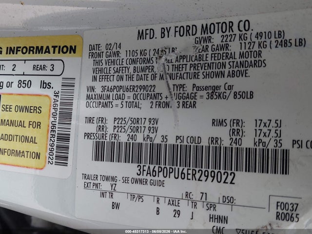 Ford Fusion Energi Se Luxury 2014 3FA6P0PU6ER299022 Image 9