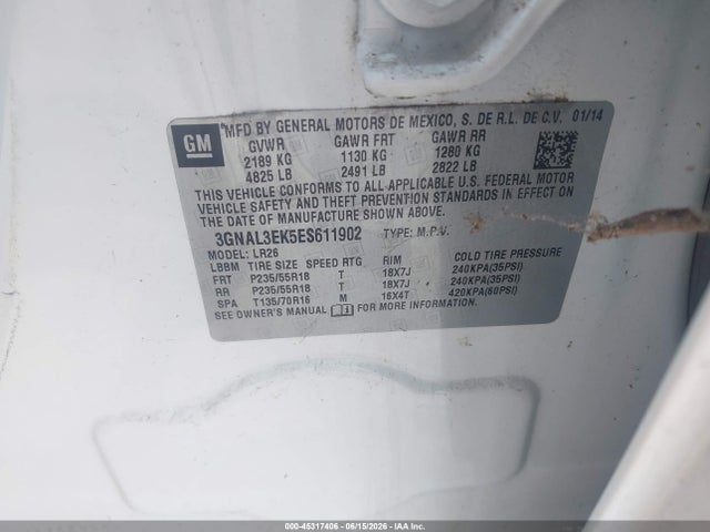 Продаж на аукціоні авто 2014 Chevrolet Captiva Sport Lt, vin: 3GNAL3EK5ES611902, номер лоту: 45317406