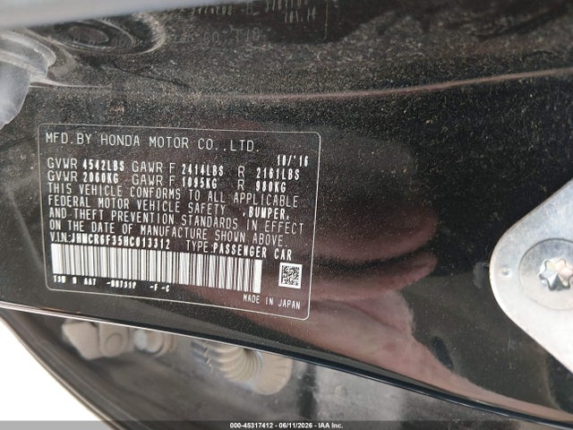 JHMCR6F35HC013312 Honda ACCORD HYBRID