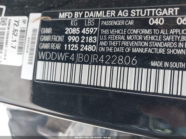 2018 Mercedes-benz C 300 მანქანა იყიდება აუქციონზე, vin: WDDWF4JB0JR422806, აუქციონის ნომერი: 45317423
