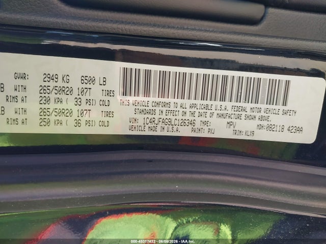 1C4RJFAG9LC126346 Jeep Grand Cherokee Altitude 4x4
