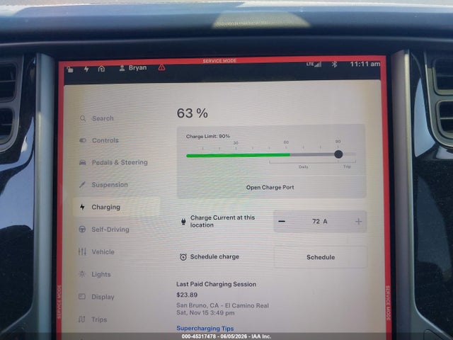 45317478 :رقم المزاد ، 5YJXCAE24JF138343 vin ، 2018 Tesla Model X 100d/75d/p100d مزاد بيع