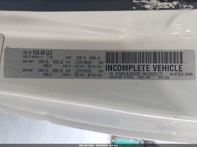 Продажа на аукционе авто 2018 Ram 2500 Tradesman  4x4 8' Box, vin: 3C7WR5AJ8JG314225, номер лота: 45317507
