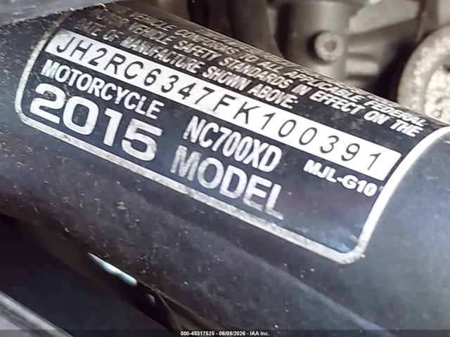 Aukcja sprzedaży 2015 Honda Nc700xd, vin: JH2RC6347FK100391, numer aukcji: 45317525