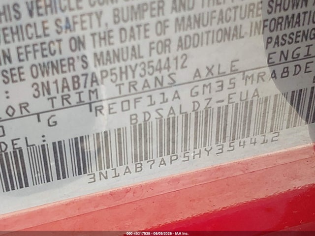 Nissan SENTRA SV 2017 3N1AB7AP5HY354412 Image 9