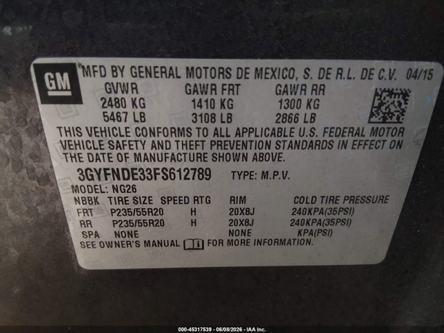 Cadillac Srx Premium Collection 2015 3GYFNDE33FS612789 Image 9