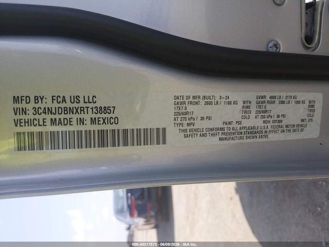 Продажа на аукционе авто 2024 Jeep Compass Latitude 4x4, vin: 3C4NJDBNXRT138857, номер лота: 45317573