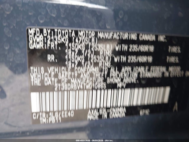 2T36DRBV4TW010865 Toyota Rav4 Xle Premium
