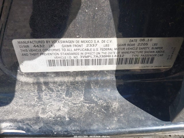 Продажа на аукционе авто 2011 Volkswagen Jetta Sportwagen 2.0l Tdi, vin: 3VWPL7AJ3BM614012, номер лота: 45317659