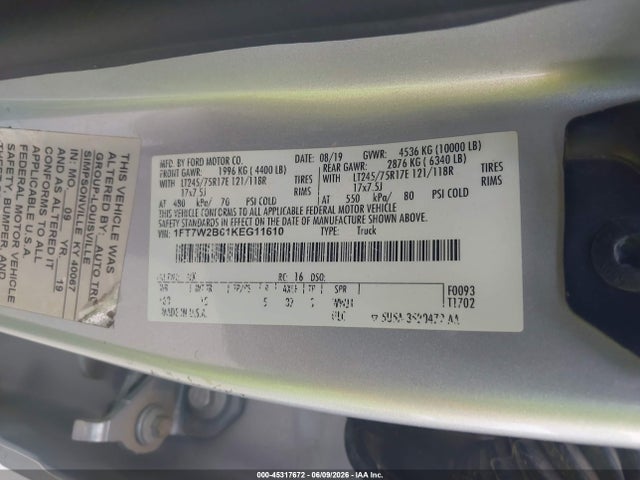 Ford F-250 Xl 2019 1FT7W2B61KEG11610 Image 9