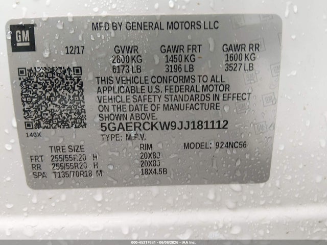 Продажа на аукционе авто 2018 Buick Enclave Premium, vin: 5GAERCKW9JJ181112, номер лота: 45317681