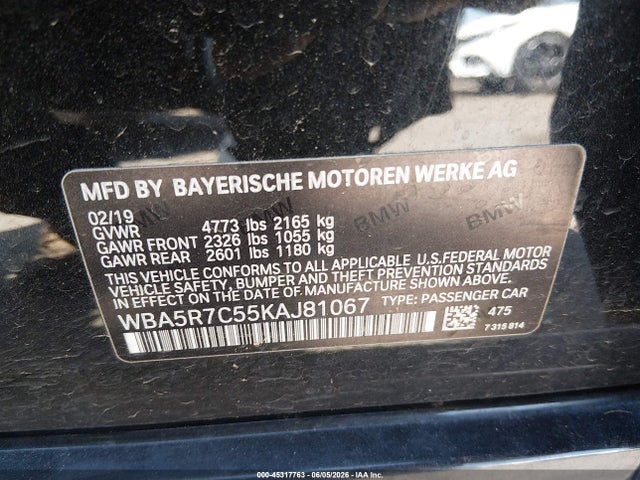 Продаж на аукціоні авто 2019 Bmw 330i Xdrive, vin: WBA5R7C55KAJ81067, номер лоту: 45317763