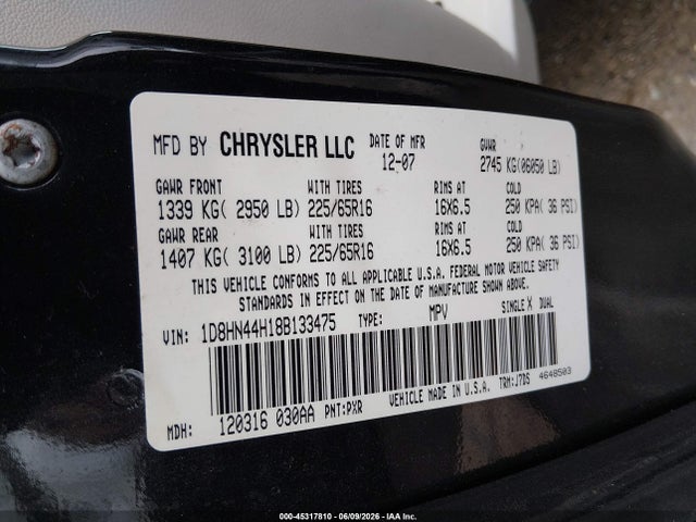 Aukcja sprzedaży 2008 Dodge Grand Caravan Se, vin: 1D8HN44H18B133475, numer aukcji: 45317810
