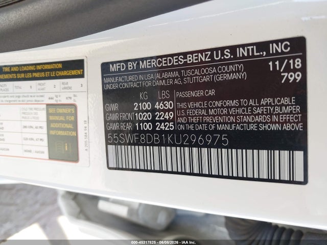 55SWF8DB1KU296975 Mercedes-Benz C 300