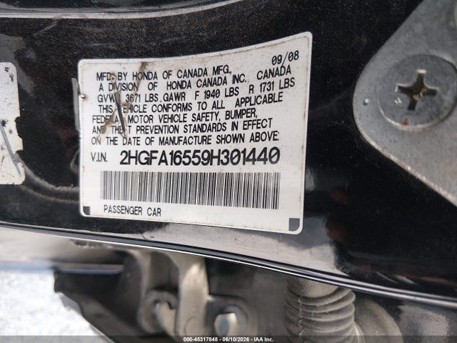 Продажа на аукционе авто 2009 Honda Civic Lx, vin: 2HGFA16559H301440, номер лота: 45317848