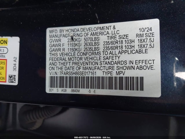 7FARS5H86SE017161 Honda Cr-v Hybrid Sport-l